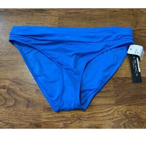La Blanca Women's Island Goddess Shirred Bikini Bottom Blues Size 14 NWT